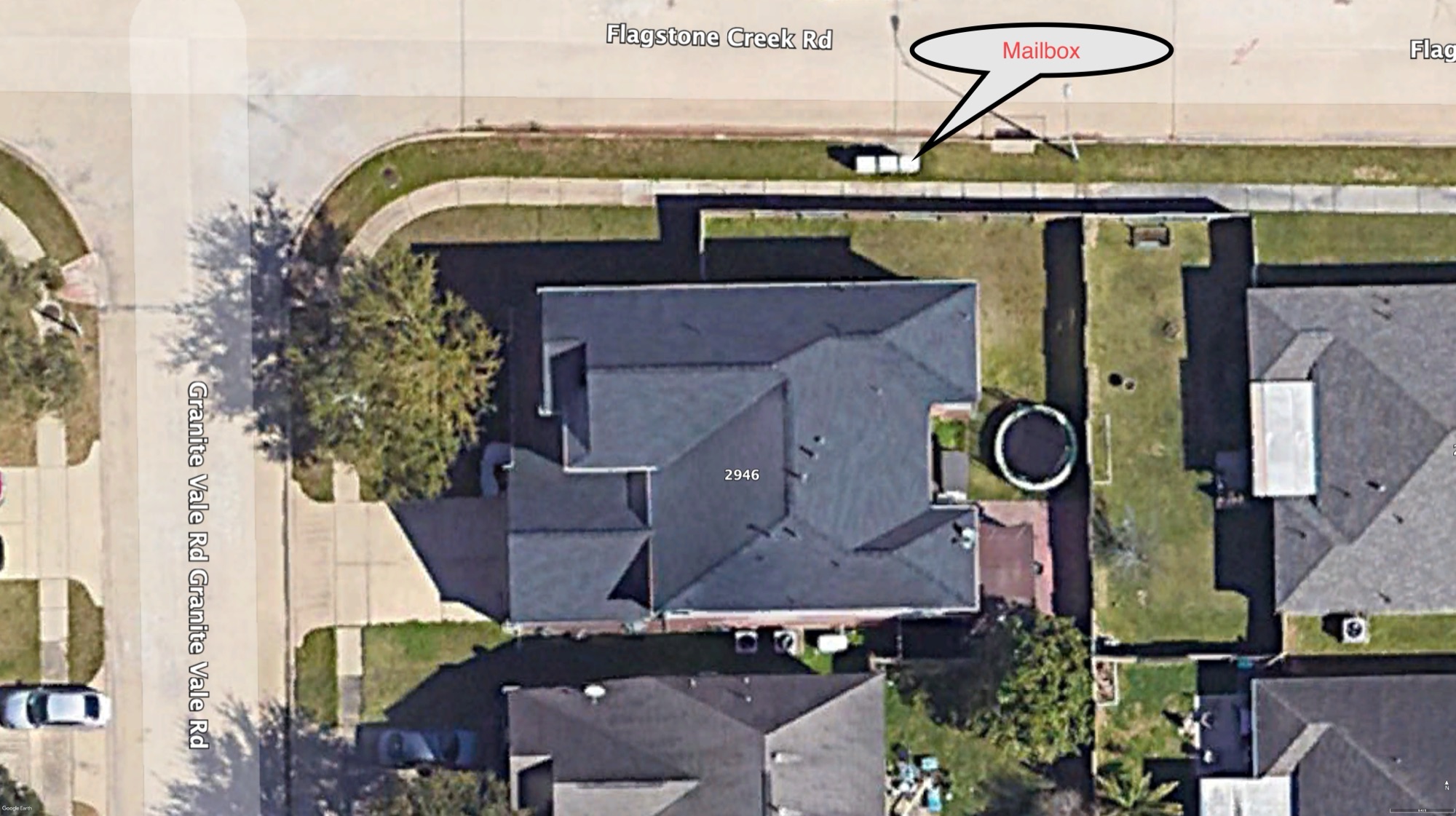 Aerial View — Community Mailbox Adjacent to Home